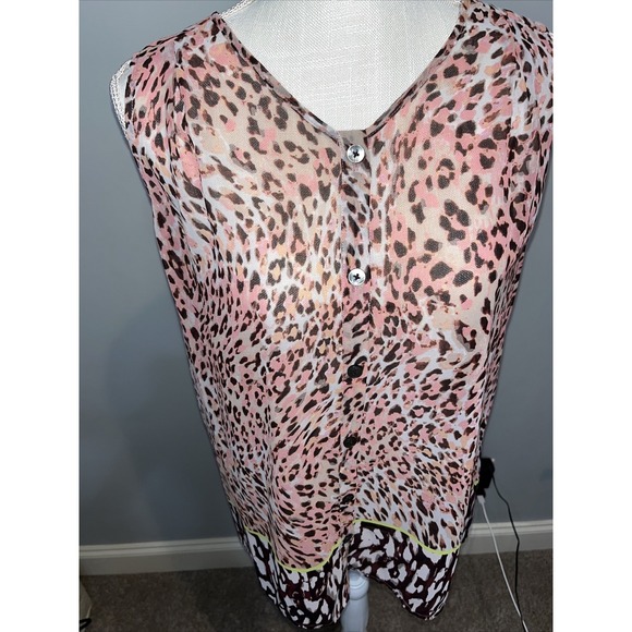 CAbi #108 Small Beguile Animal Button Front Top Shirt Blouse Sleeveless NWT - Picture 2 of 7